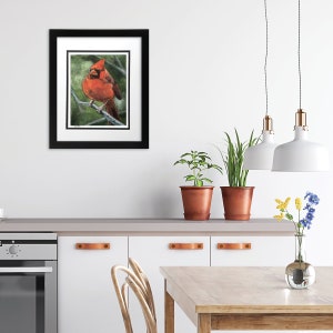 Rory the Cardinal Acrylic Painting 8x10 Print, Matted to 11x14 image 3