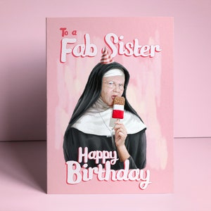 Funny Sister Birthday Card Fab Nun Pun image 2