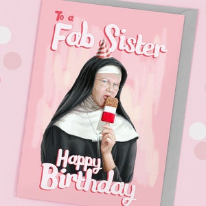 Funny Sister Birthday Card Fab Nun Pun image 3