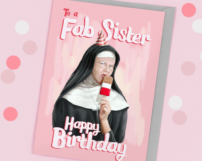 Funny Sister Birthday Card Fab Nun Pun image 3