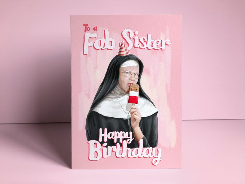 Funny Sister Birthday Card Fab Nun Pun image 2