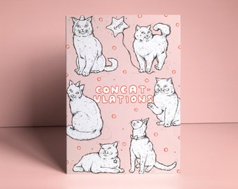 Cat Congratulations Card Pun, New Job