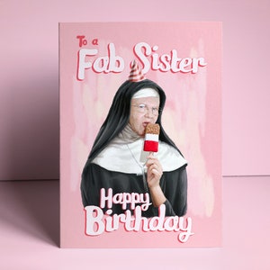 Funny Sister Birthday Card Fab Nun Pun image 1
