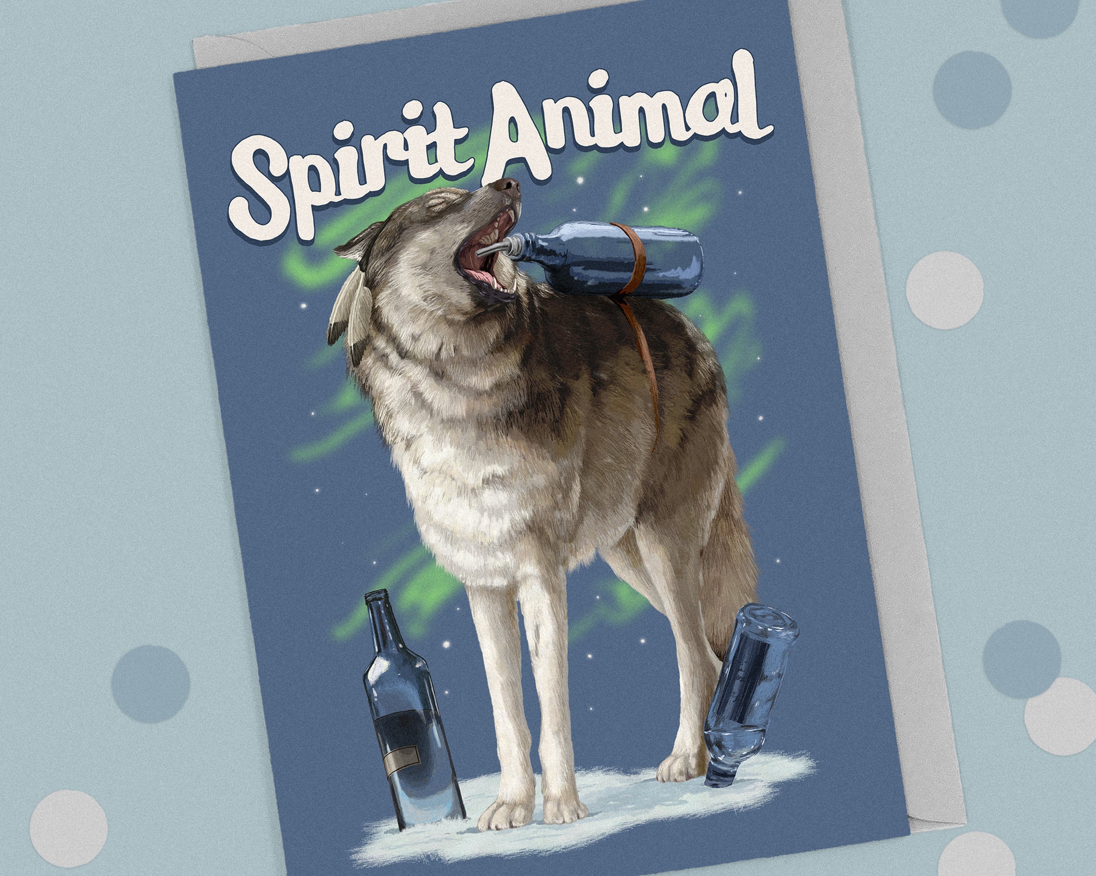 Alcohol Spirit Animal Birthday Card Etsy