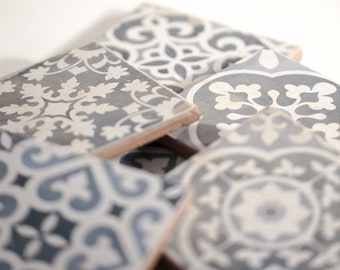 MEDITERRANEAN CERAMIC TOSCANA Set of 6 Vintage Coasters Shabby Chic Gift