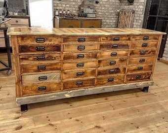 alter WERKSTATTSCHRANK APOTHEKERSCHRANK APOTHEKENSCHRANK Sideboard Werkzeugschrank Schubladenschrank Vintage Retro