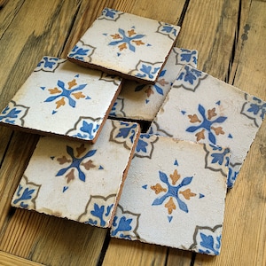 MEDITERRANEAN CERAMIC TOSCANA Set of 6 Vintage Coasters Shabby Chic Gift