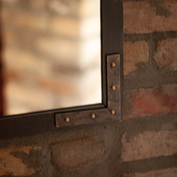 SPIEGEL WANDSPIEGEL RAHMENSPIEGEL 800x600 Industrial Design Vintage Mirror Frame Frisierspiegel genietet rivet