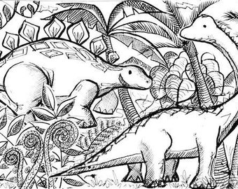 Giant Colouring Poster - DINOSAURS - birthday party - party décor - party supplies - kids gifts - kids birthday present - party games