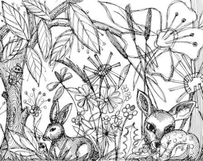 ENCHANTED WOODLAND FOREST - Giant Colouring Poster - Animal Party Entertainment