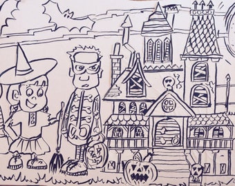 HALLOWEEN - Children's Giant Colouring Poster - Spooky Party Fun