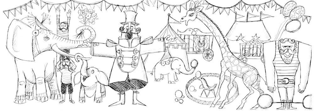 Block poster Carnival - coloring page for 25 people - Yoors