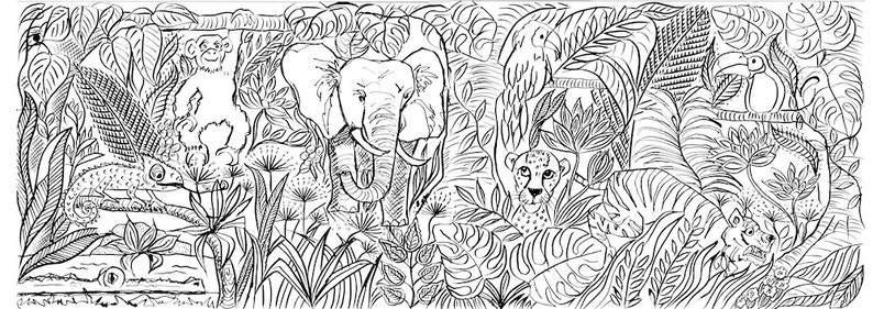 JUNGLE Kids Colouring Wall Poster Jungle is Massive Safari themed children's party School projects image 1