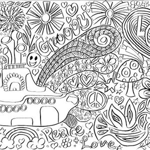 FLOWER POWER - impresión digital- Cartel gigante para colorear infantil