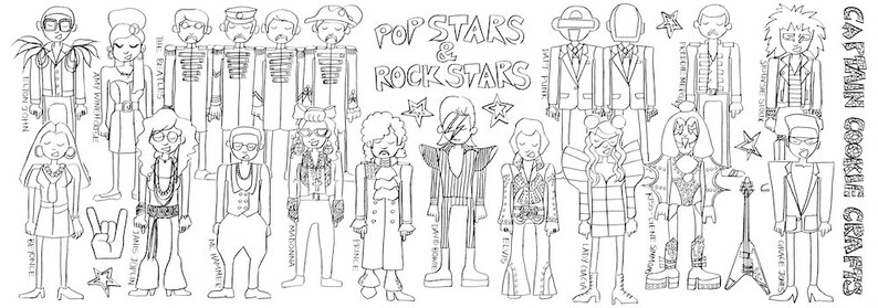 ROCK & POP STARS Children's Giant Colouring Poster Party Fun image 1