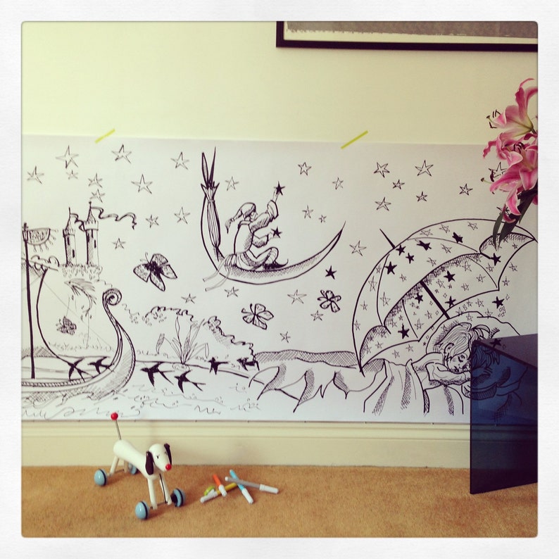 DREAM A LITTLE DREAM Giant Colouring Poster Size 235 x 84cm Perfect for Weddings or Fairy Tale Birthday Parti image 3
