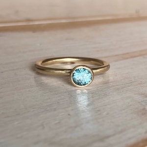Zircon Solitaire Ring, Blue Zircon Gold Ring, Yellow Gold and Zircon Engagement Ring, Zircon Engagement Ring, Alternative Engagement Ring