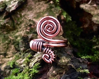 Handmade Bare Copper Spiral Viking Dreadlock Jewellery