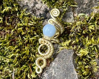 Perlina per dreadlock in ottone fatta a mano, accessorio per capelli in angelite