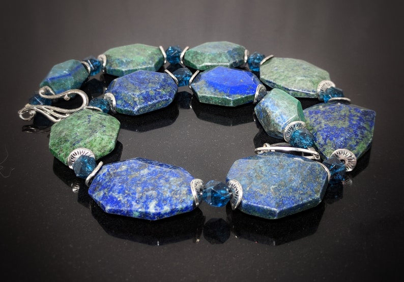 Bracelet Beads Azurite Chrysocolla 8 Mm. Manufactured IN France - Foto 5