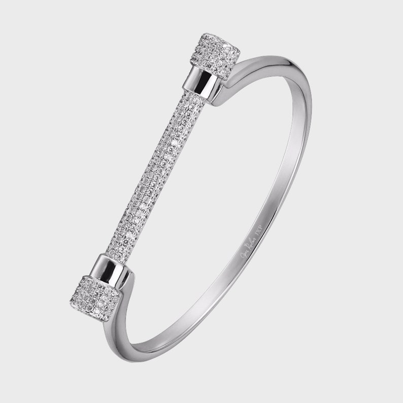 Paved White Gold Screw Cuff Bracelet