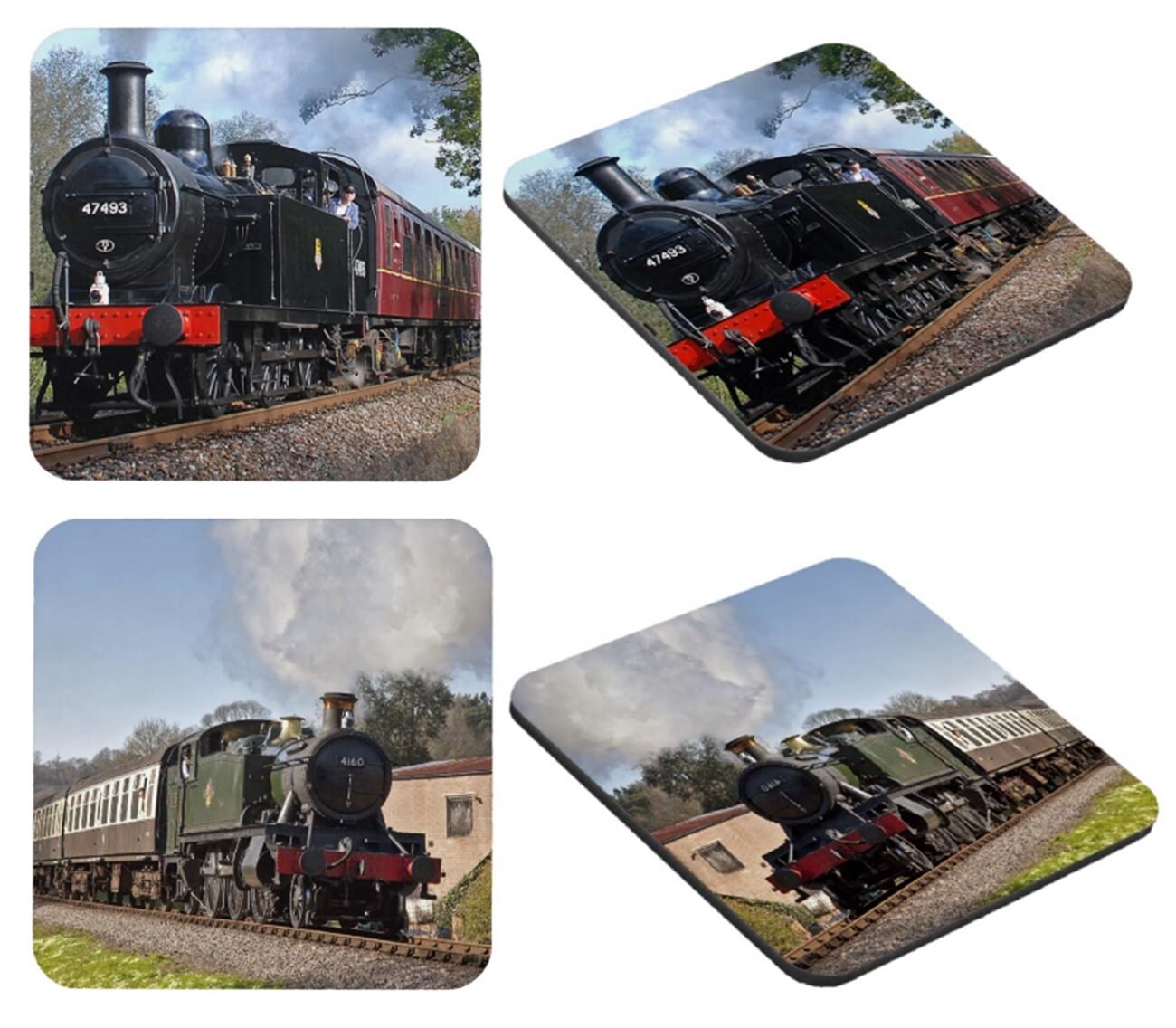 Steam Trains SET OF 2 Coasters Great novelty Gift set Etsy