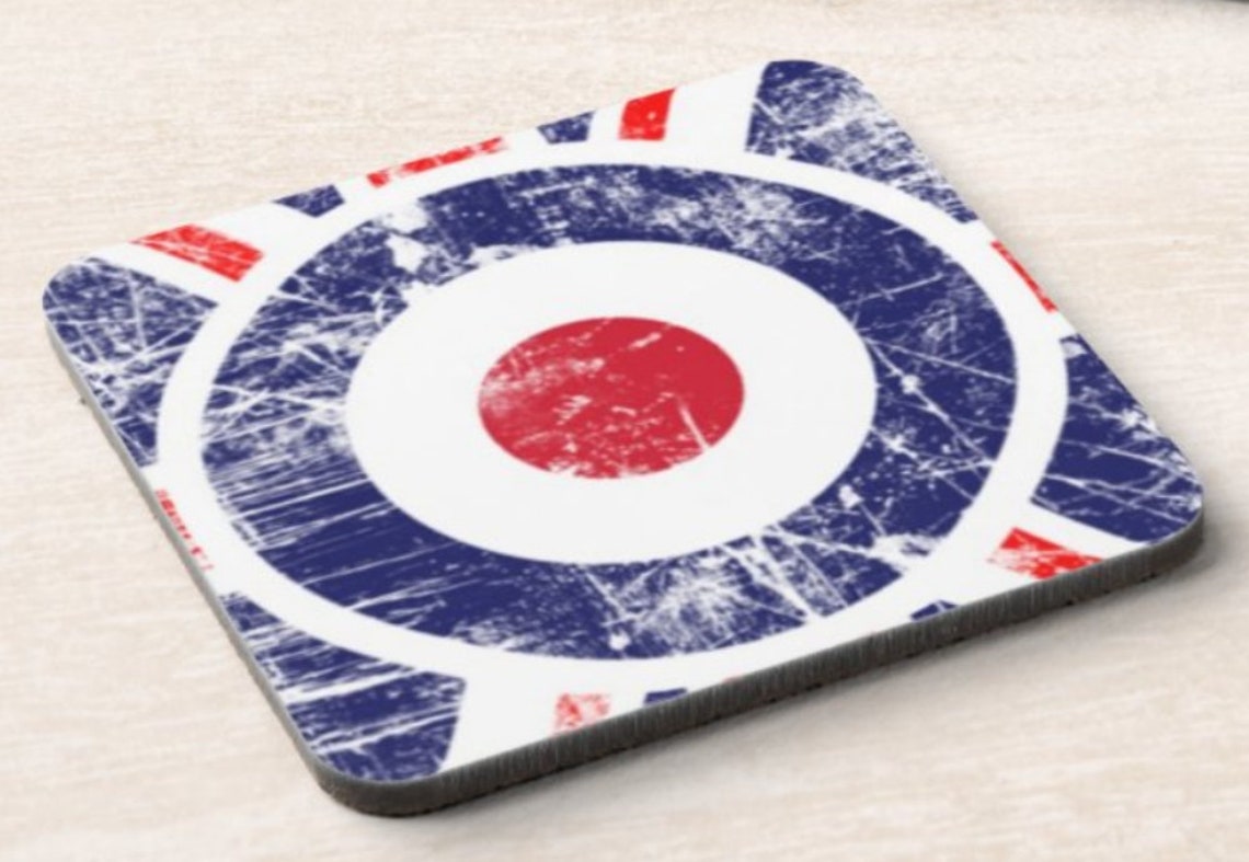 Ska Mod Target Distressed Look Hardwood Drinks Coaster SET