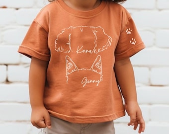 Custom Dog Ears Outline Kids T-Shirt: Personalized Pet Portrait