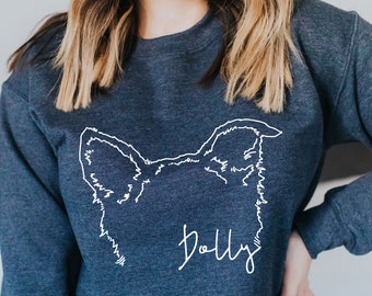 Custom Dog Portrait Sweatshirt: Outline Tattoo Style, Super Soft Unisex Fit