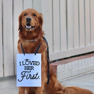 I Loved Her First Wedding Announcement Engagement Photo Shoot Special Occasion Dog Sign Dog Photo Prop | Sign for Photo Shoot image 2