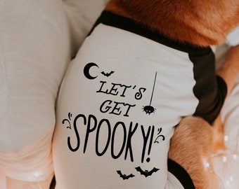 Let's Get Spooky! Halloween Dog Shirt | 10 Sizes Dog Raglan or Tank | Halloween Cute Tee