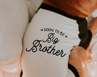 Soon To Be Big Brother Big Sister Dog Shirt | 10 Sizes Custom Dog Raglan or Tank | Birth Announcement Baseball Tee