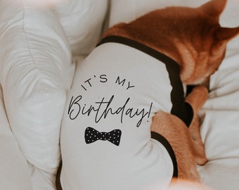 Dog Birthday It's My Birthday Bow Tie Tee | 10 Sizes Dog Raglan or Tank | It's My Birthday Custom Baseball Tee | Dog Birthday Pet Apparel