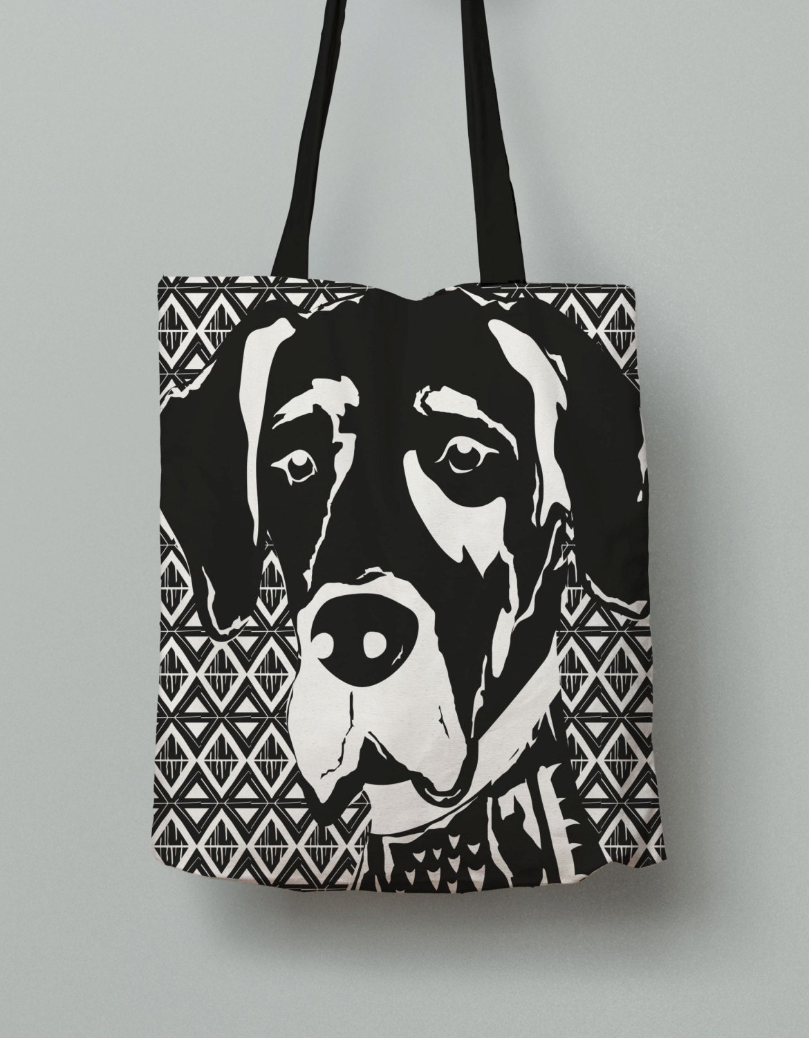 Great Dane Tote Bag Black and White All Over Print Tote Bag | Etsy