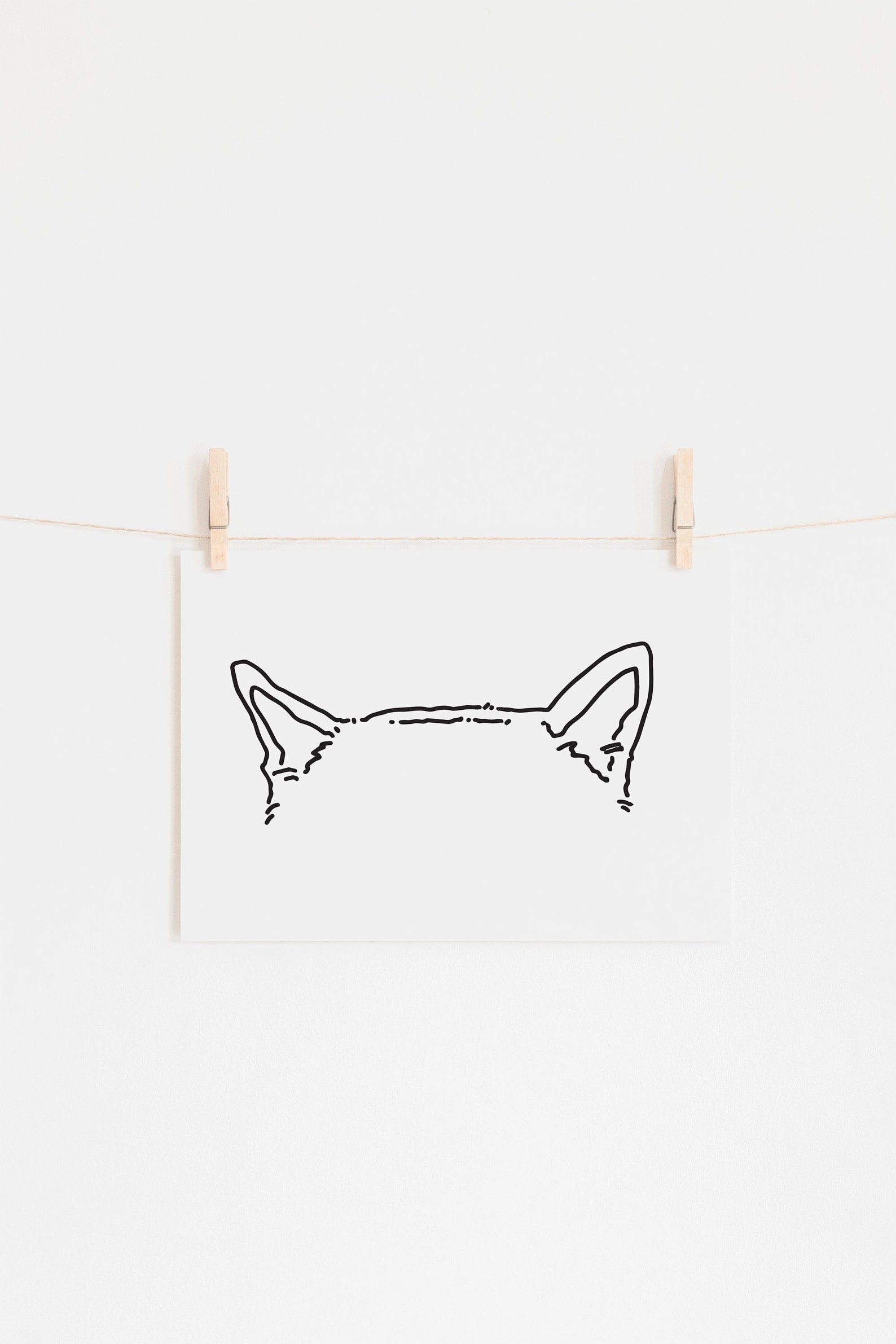 Custom Cat Ears Outline Tattoo Inspired Wall Art Cat Lovers Etsy