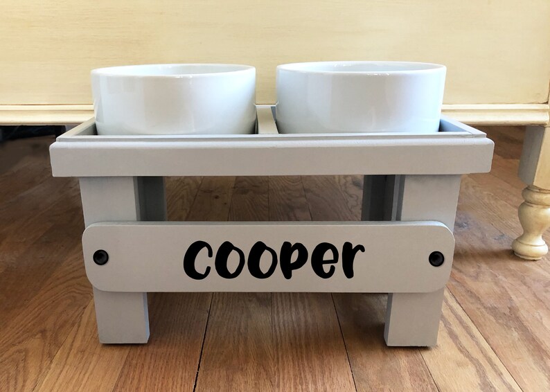 Personalized Elevated Dog Feeder With Ceramic Bowls Custom Etsy