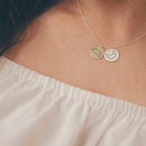 Custom Dog or Cat Ears Multiple or Single Pendant Outline Tattoo Inspired Engraved Necklace Minimal Dainty Silver or Gold Graphic Jewelry image 4