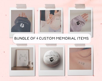 The Memorial Box - Personalized Bundle of 6 Custom Pet Ears, Paw Print, and or Nose Print Products Sweatshirt T-Shirt Tattoos Pocket Rock