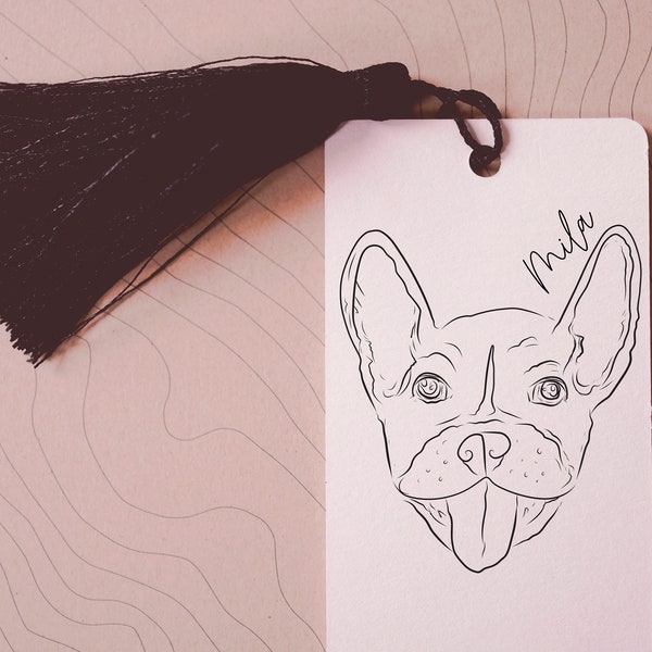 Custom Dog, Cat, Other Pet's Full Face Portrait Bookmark With Without Tassel Dog Cat Bookmarks Pet Portrait Outline Bookmarks Dog Lover