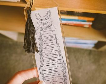 Classics Book Tracker Bookmark Dog, Cat, Other Pet's Full Face Portrait Bookmark Tassel Dog Cat Bookmarks Pet Portrait Outline Bookmarks