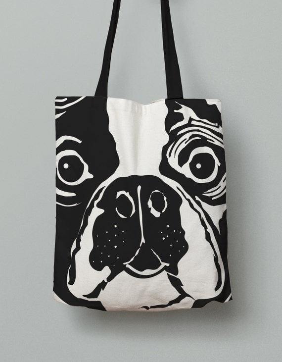 French Bulldog Tote Bag Black and White All Over Print Tote | Etsy