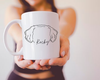Custom Dog Portrait Mug: Dog Ears Outline, Personalized Coffee Cup