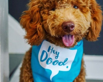 Hey Dood Doodle Labradoodle Dog Bandana | NEW! 19 Colors! 3 Sizes | Colorful Scarf for Dogs | Fun Custom Personalized Gifts Dog Lovers