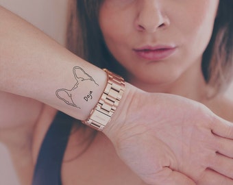 Temporary Tattoo Sheet 8.5&quot; x 11&quot; | Dog or Cat Outline Temporary Tattoos | Personalized Tats | Flower Crown Halo Tattoos