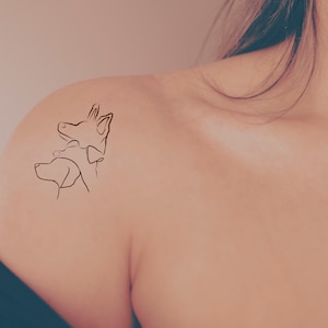 Temporary Tattoo Sheet 8.5" x 11" | Dog or Cat Side Profile Outline Temporary Tattoos | Personalized Tats | Memorial Dog Mom Tattoos