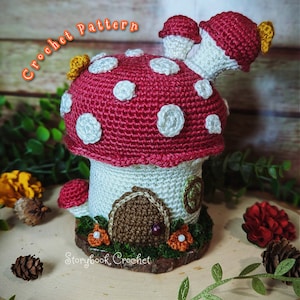 Mushroom Fairy House Crochet Pattern, Fairy House Crochet Pattern, Cottage Core Crochet Pattern, Amigurumi Tutorial