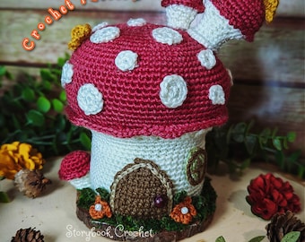 Mushroom Fairy House Crochet Pattern, Fairy House Crochet Pattern, Cottage Core Crochet Pattern, Amigurumi Tutorial