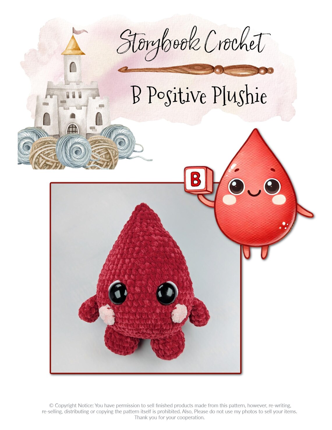 B Positive the Blood Drop Plushie Crochet Pattern | Blood Drive - Etsy