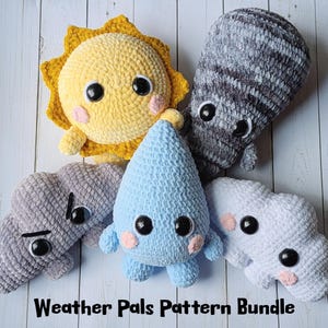 PATTERN BUNDLE- Weather Pals Plushie Häkelanleitungen | Regentropfen Amigurumi Muster |Sun Amigurumi Muster| Tornado Amigurumi Muster