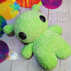 Space Alien Crochet Pattern, Crochet Alien Pattern, Amigurumi Alien, Crochet Tutorial, Amigurumi Tutorial